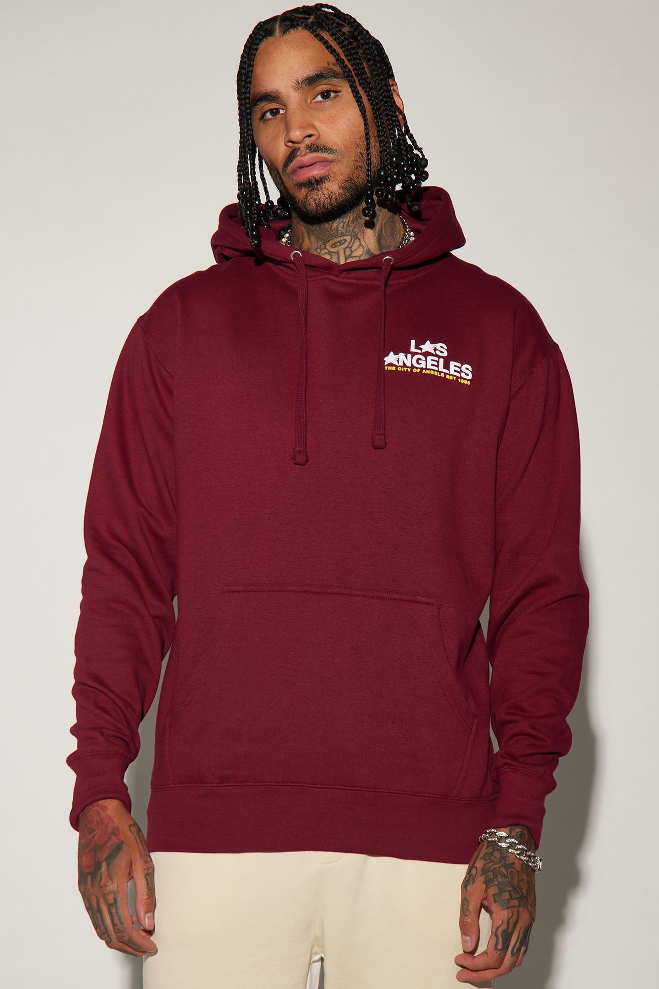LA Stars Hoodie - Burgundy sold by Fashion Nova