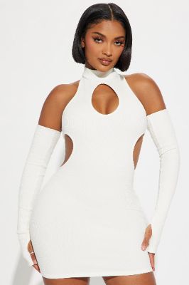 Nia Snatched Mini Dress - Off White sold by Fashion Nova