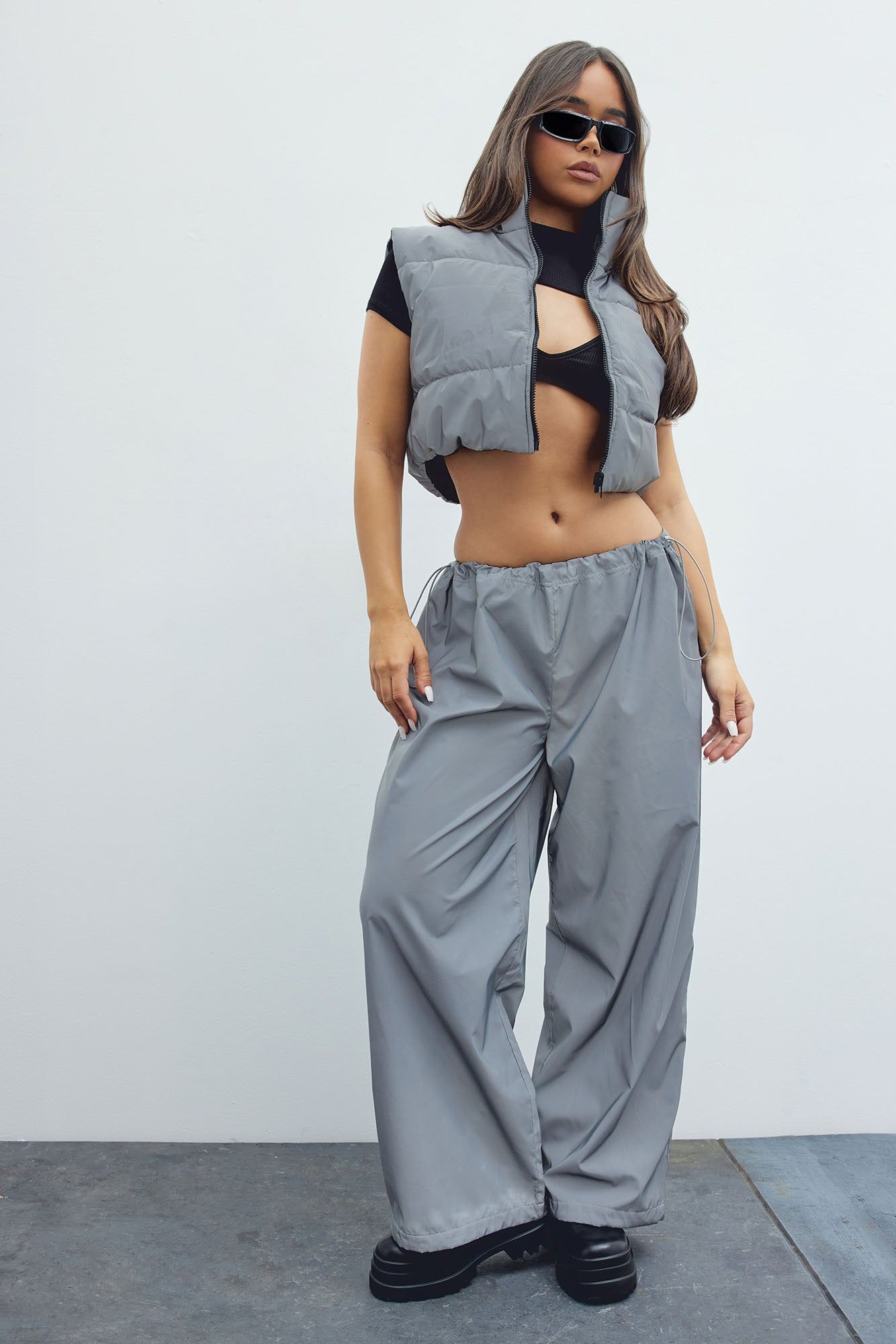 Vibe Check Reflective Jogger Set - Silver sold by Fashion Nova product image thumbnail 2
