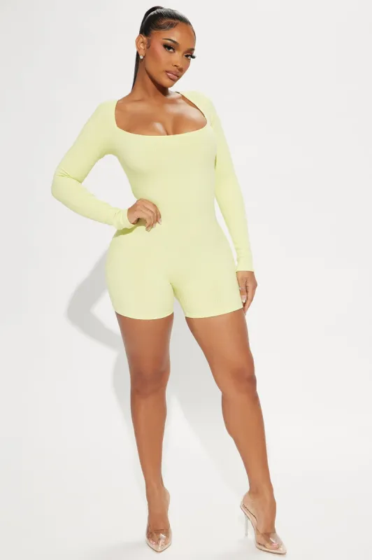 Brynn Snatched Romper - Citron sold by Fashion Nova