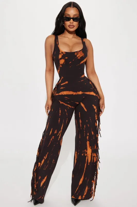 While We Wait Jumpsuit  - Black/combo sold by Fashion Nova