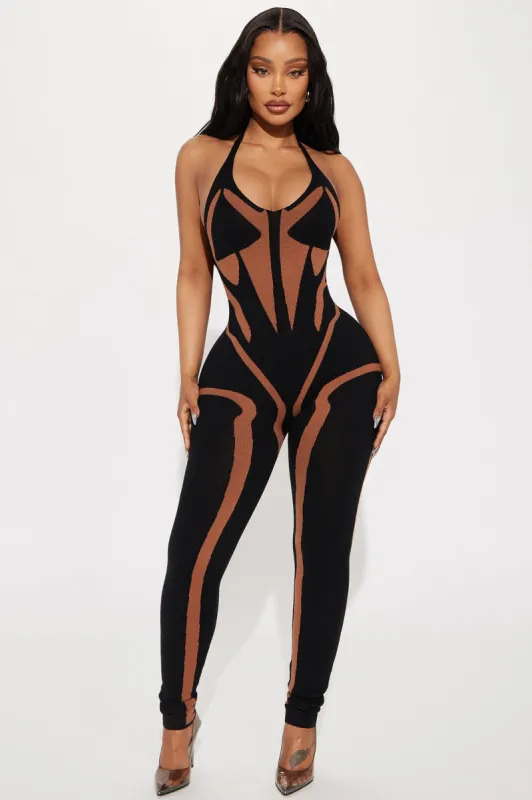 City at Night Sweater Jumpsuit - Black/combo sold by Fashion Nova