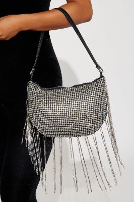 Glistening Waterfall Shoulder Bag - Black/Silver sold by Fashion Nova
