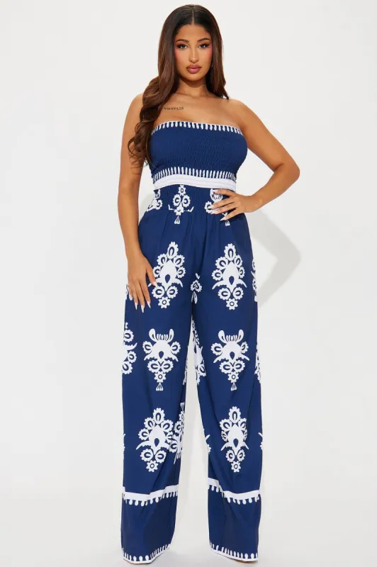 Give Me A Reason Jumpsuit - Blue sold by Fashion Nova