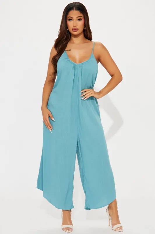 Easy Living Jumpsuit - Blue sold by Fashion Nova