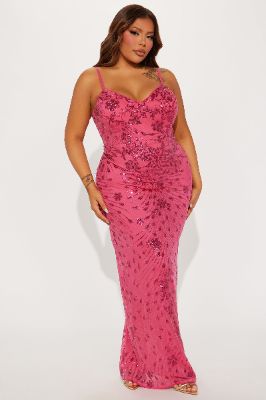 Adriana Sequin Maxi Dress - Fuchsia sold by Fashion Nova