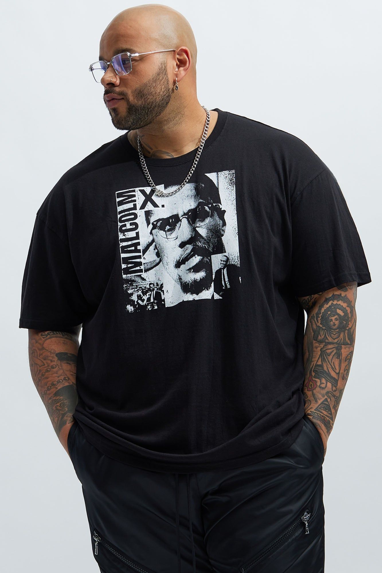 Malcolm X Monochrome Short Sleeve Tee - Black sold by Fashion Nova product image thumbnail 4