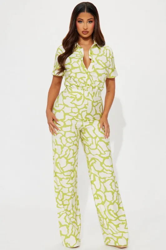 Leila Jumpsuit - Chartreuse sold by Fashion Nova