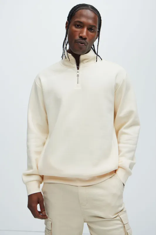 Tyson Quarter Zip Sweatshirt - Cream sold by Fashion Nova