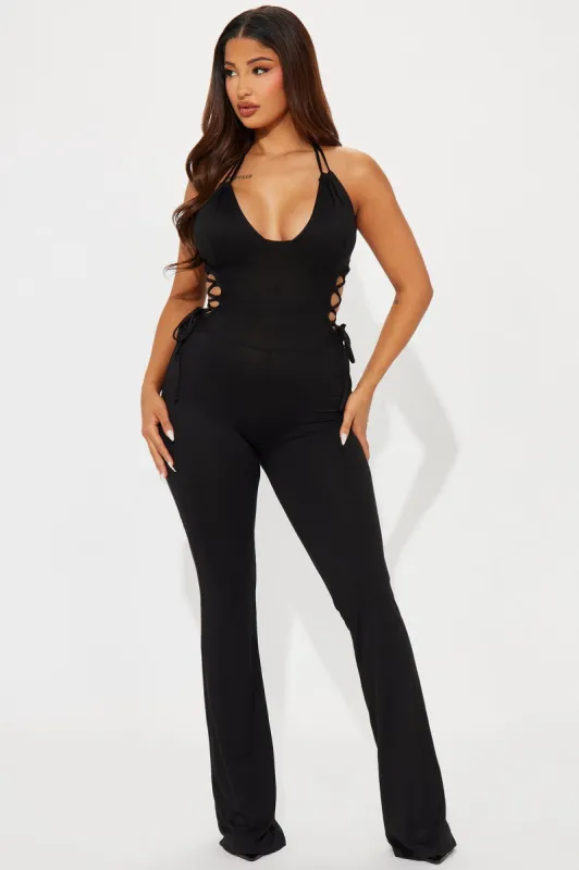 Go Your Own Way Jumpsuit - Black sold by Fashion Nova