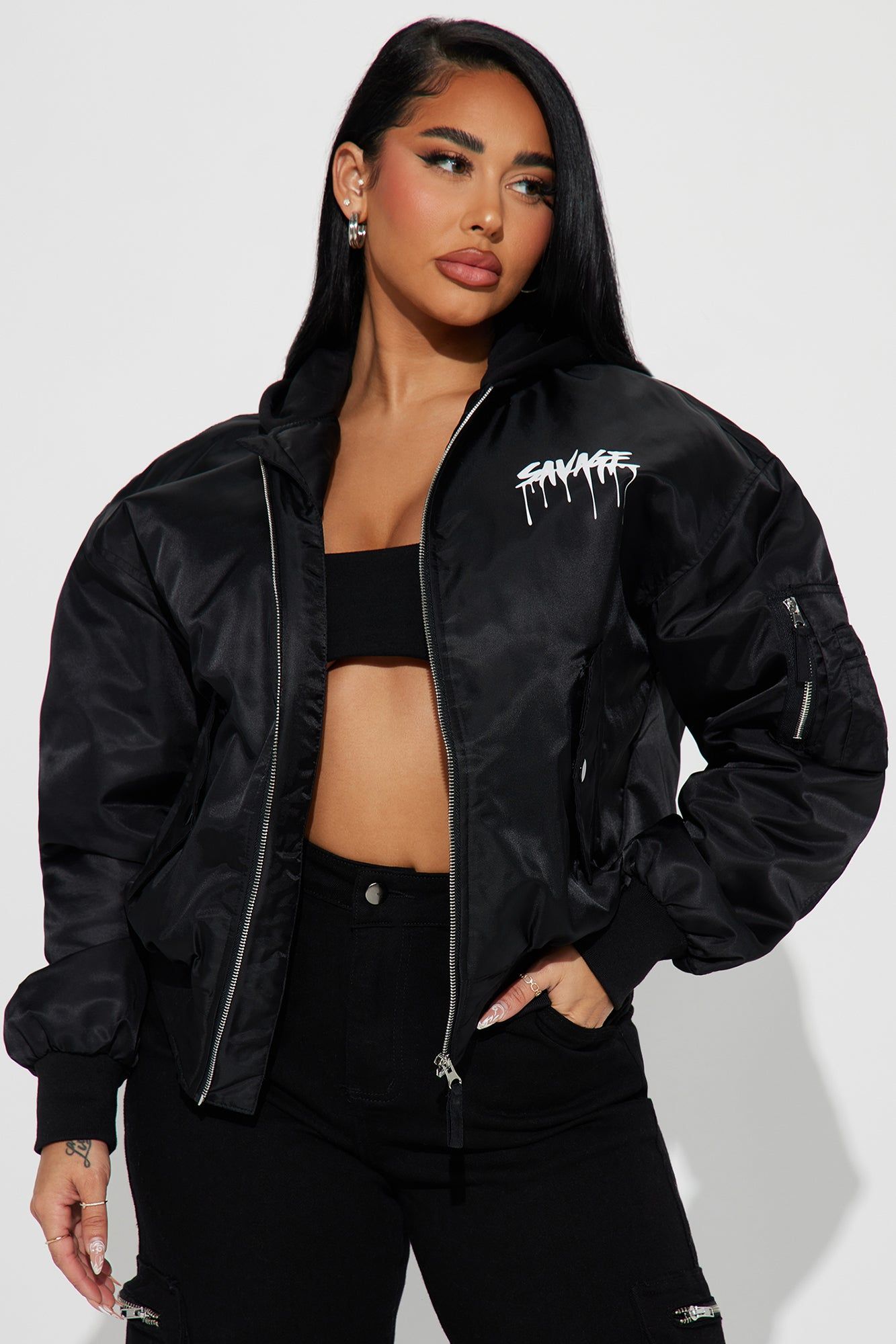 Savage Looks Bomber Jacket - Black sold by Fashion Nova