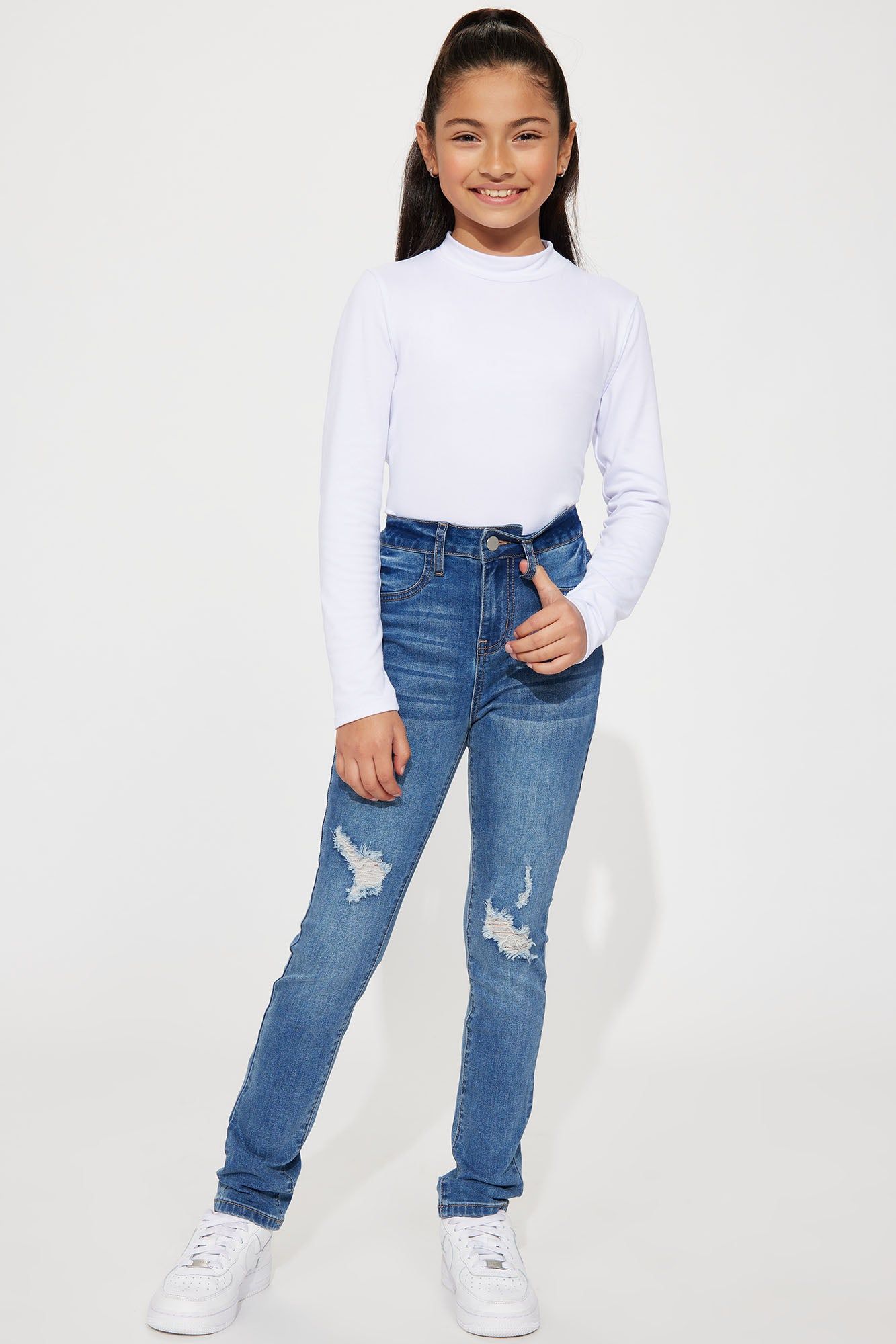 Mini Living Life Stretch Skinny Jeans - Blue Wash sold by Fashion Nova