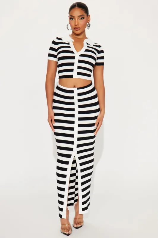 Christine Striped Skirt Set - Black/White sold by Fashion Nova