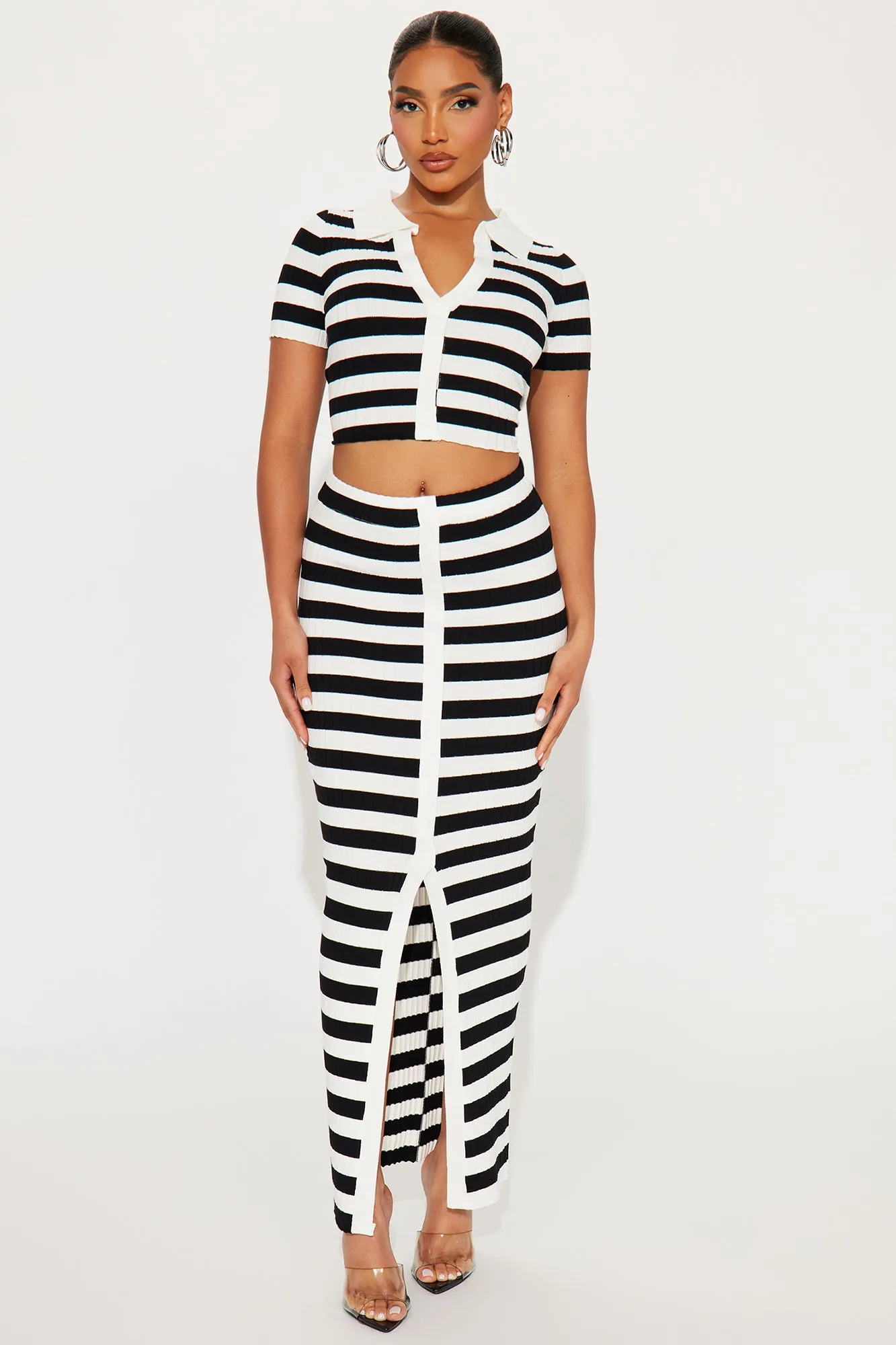 Christine Striped Skirt Set - Black/White sold by Fashion Nova