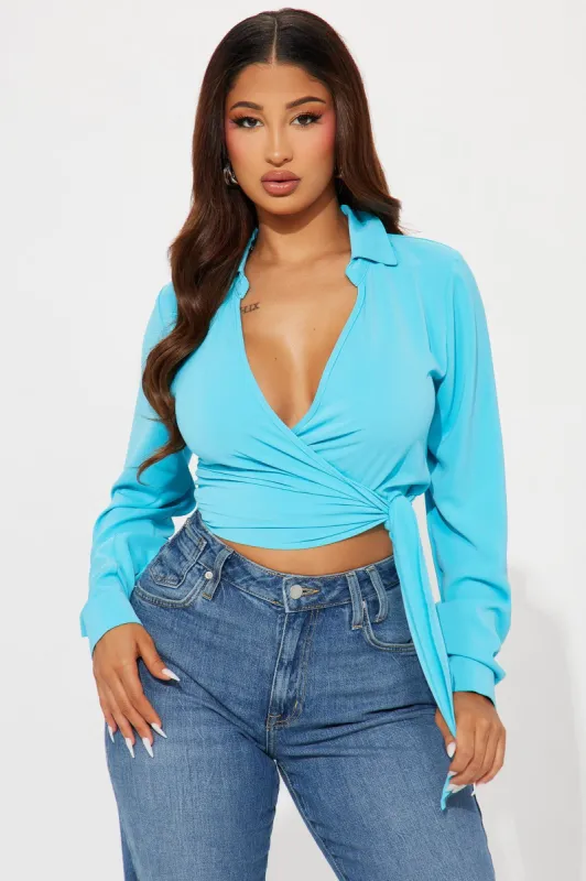 All Yours Blouse Top - Aqua sold by Fashion Nova