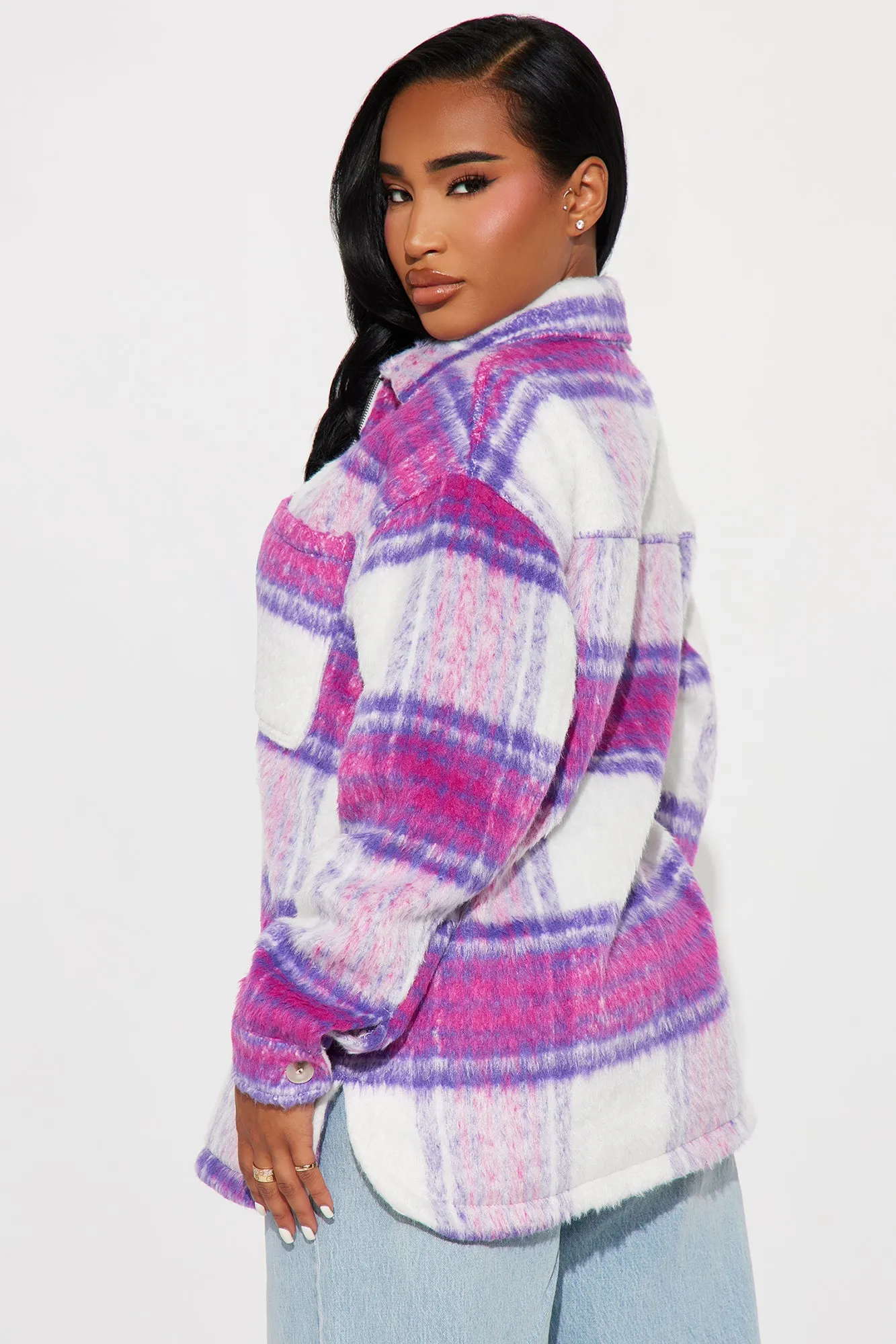 Keep It Cute Plaid Jacket - Purple/combo sold by Fashion Nova product image thumbnail 4