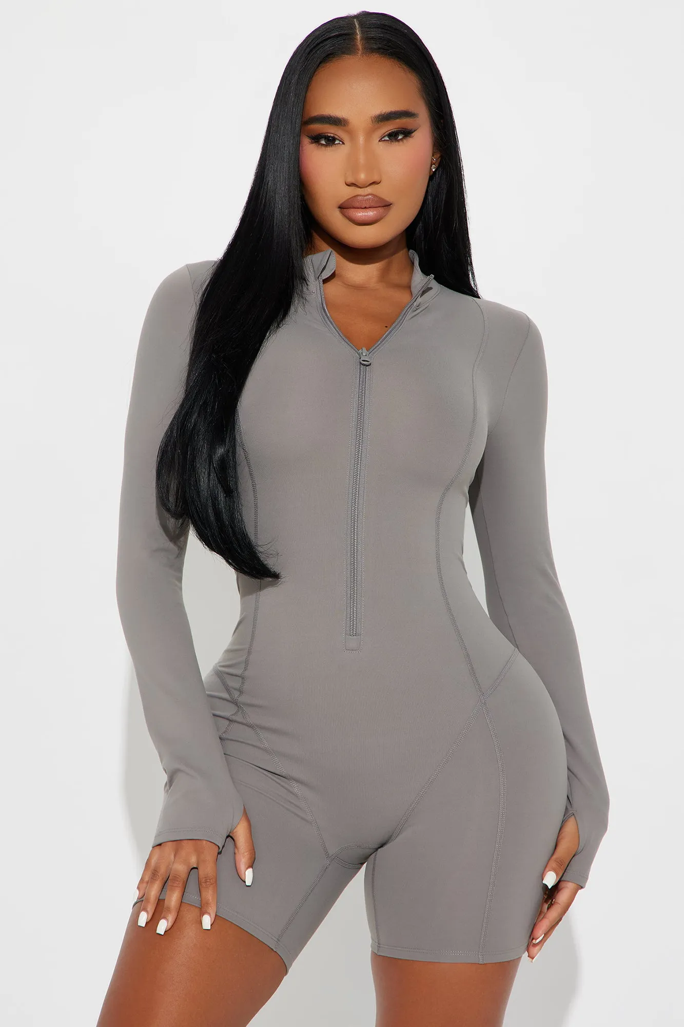 Trail Trek Super Soft Active Romper - Charcoal sold by Fashion Nova product image thumbnail 2