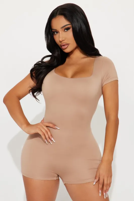 Nahal Double Lined Romper - Taupe sold by Fashion Nova