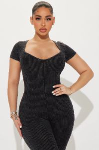 Look For You Washed Jumpsuit - Charcoal sold by Fashion Nova