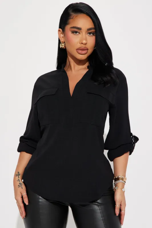 Solange Blouse Top - Black sold by Fashion Nova
