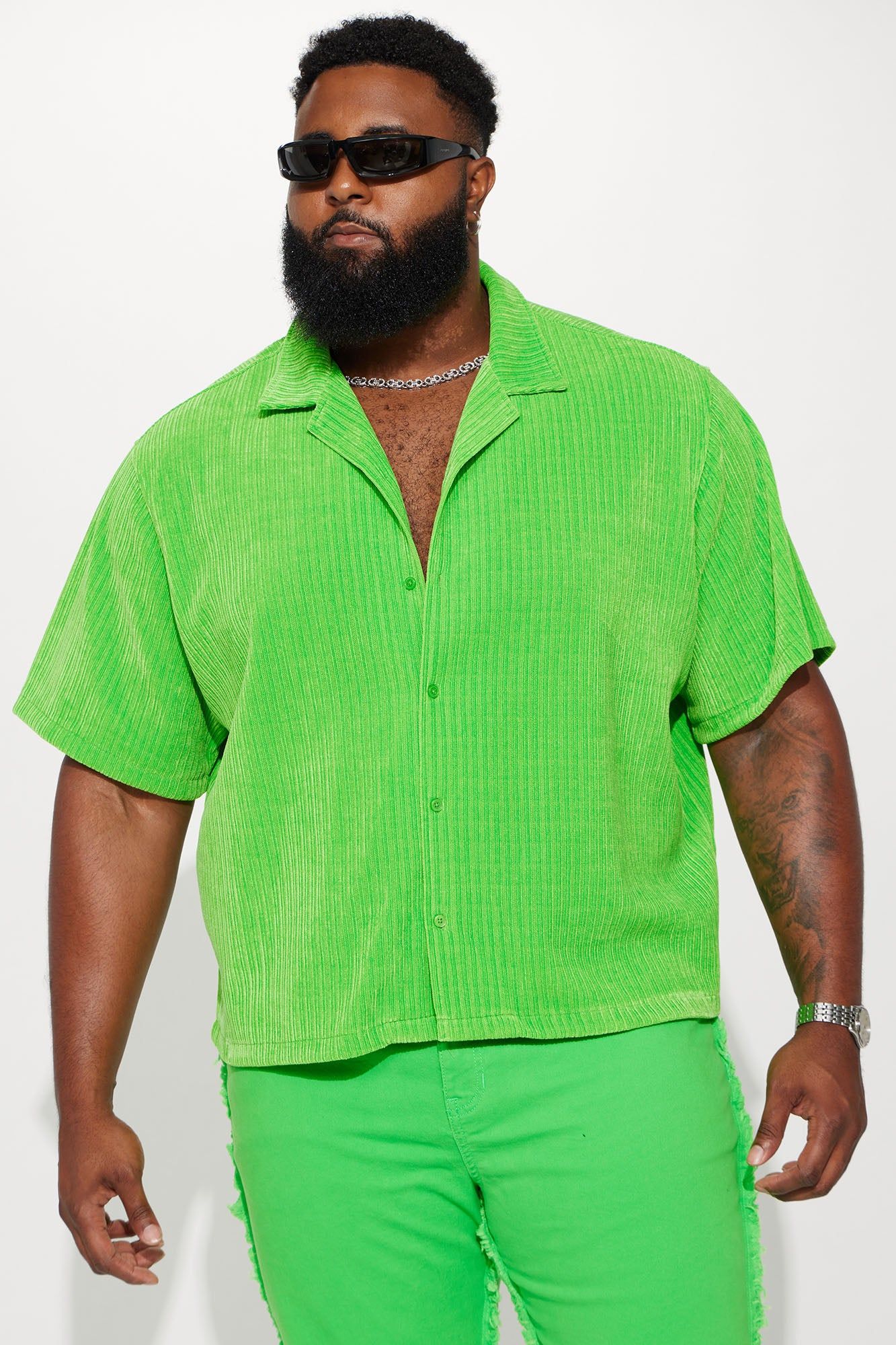 Front Row Textured Button Up Shirt - Green sold by Fashion Nova product image thumbnail 2