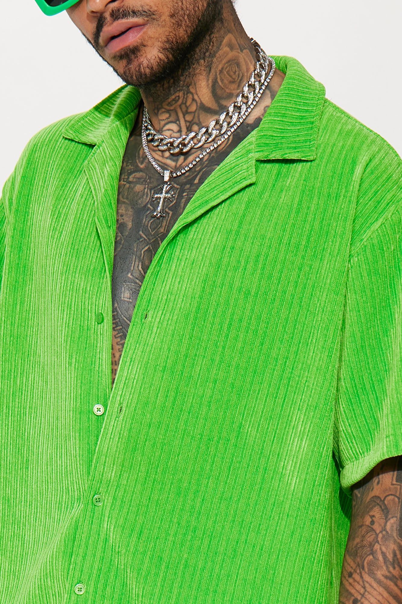 Front Row Textured Button Up Shirt - Green sold by Fashion Nova product image thumbnail 4