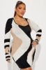 Serena Sweater Mini Dress - Black/combo sold by Fashion Nova