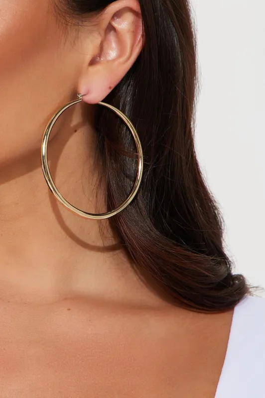 Thinking About It Hoop Earrings - Gold sold by Fashion Nova