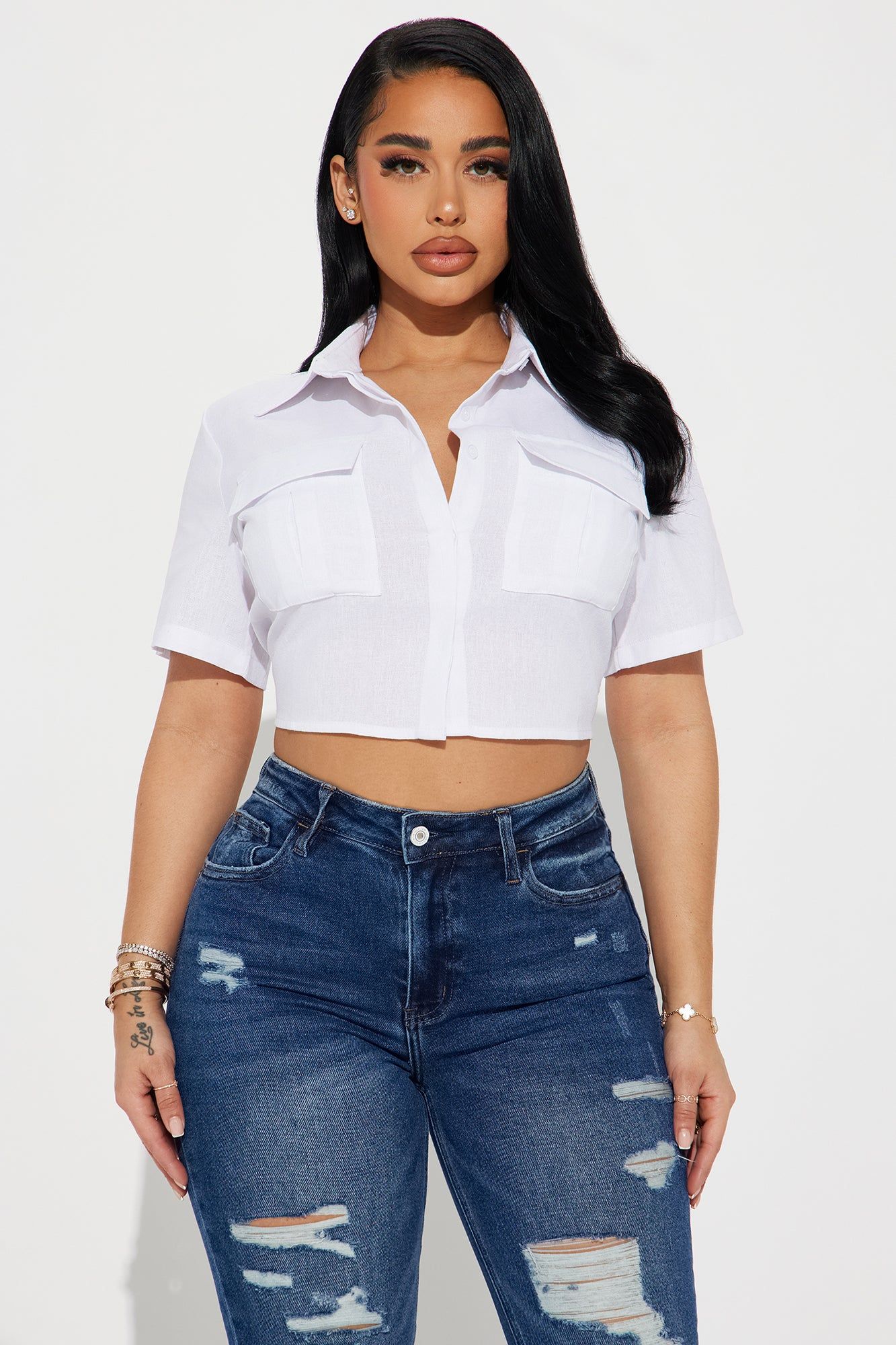 Allegra Linen Shirt - Off White sold by Fashion Nova