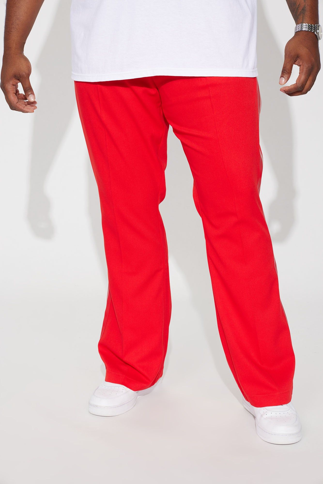 Wynn Side PU Panel Gabardine Trousers - Red sold by Fashion Nova product image thumbnail 2