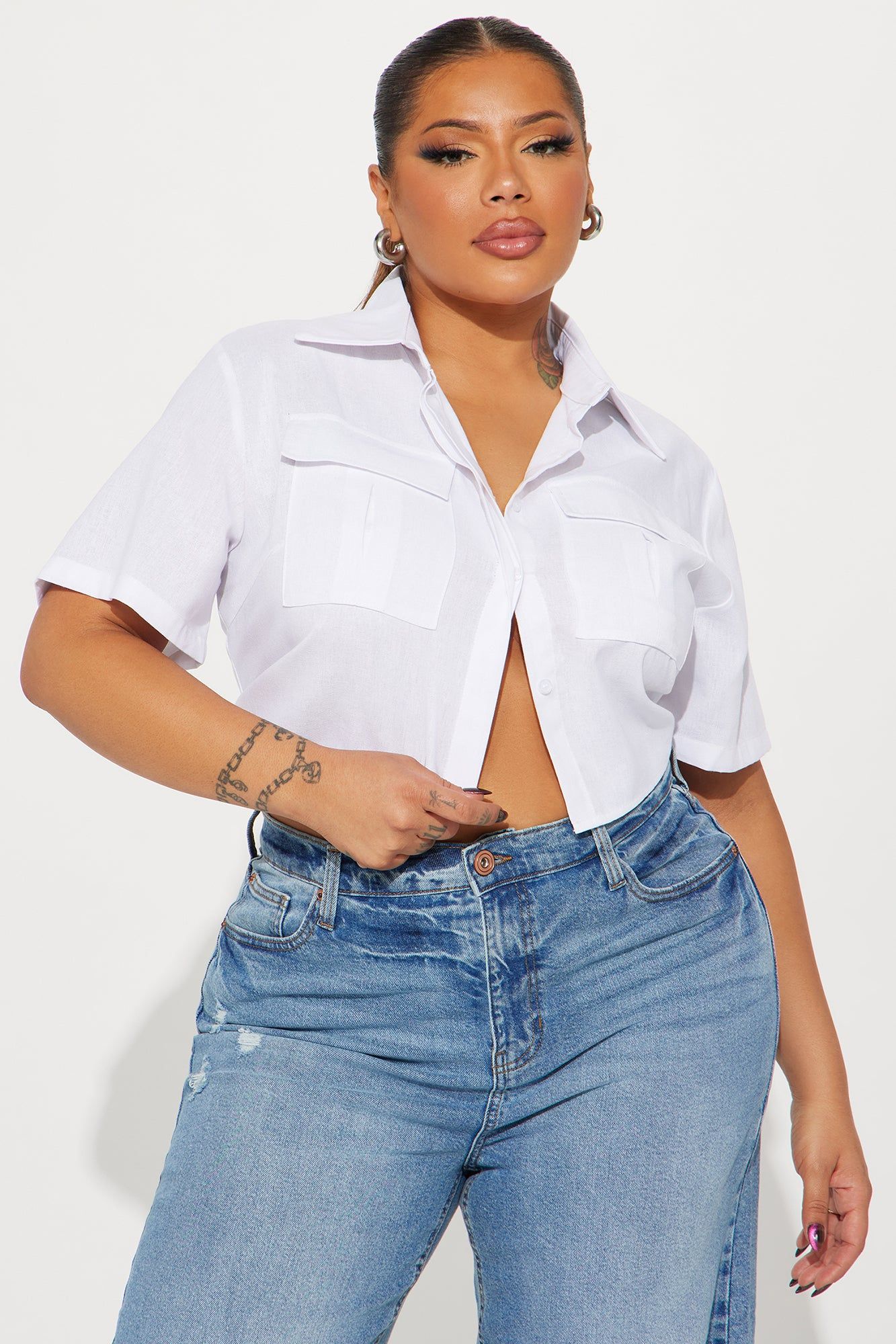 Allegra Linen Shirt - Off White sold by Fashion Nova product image thumbnail 4