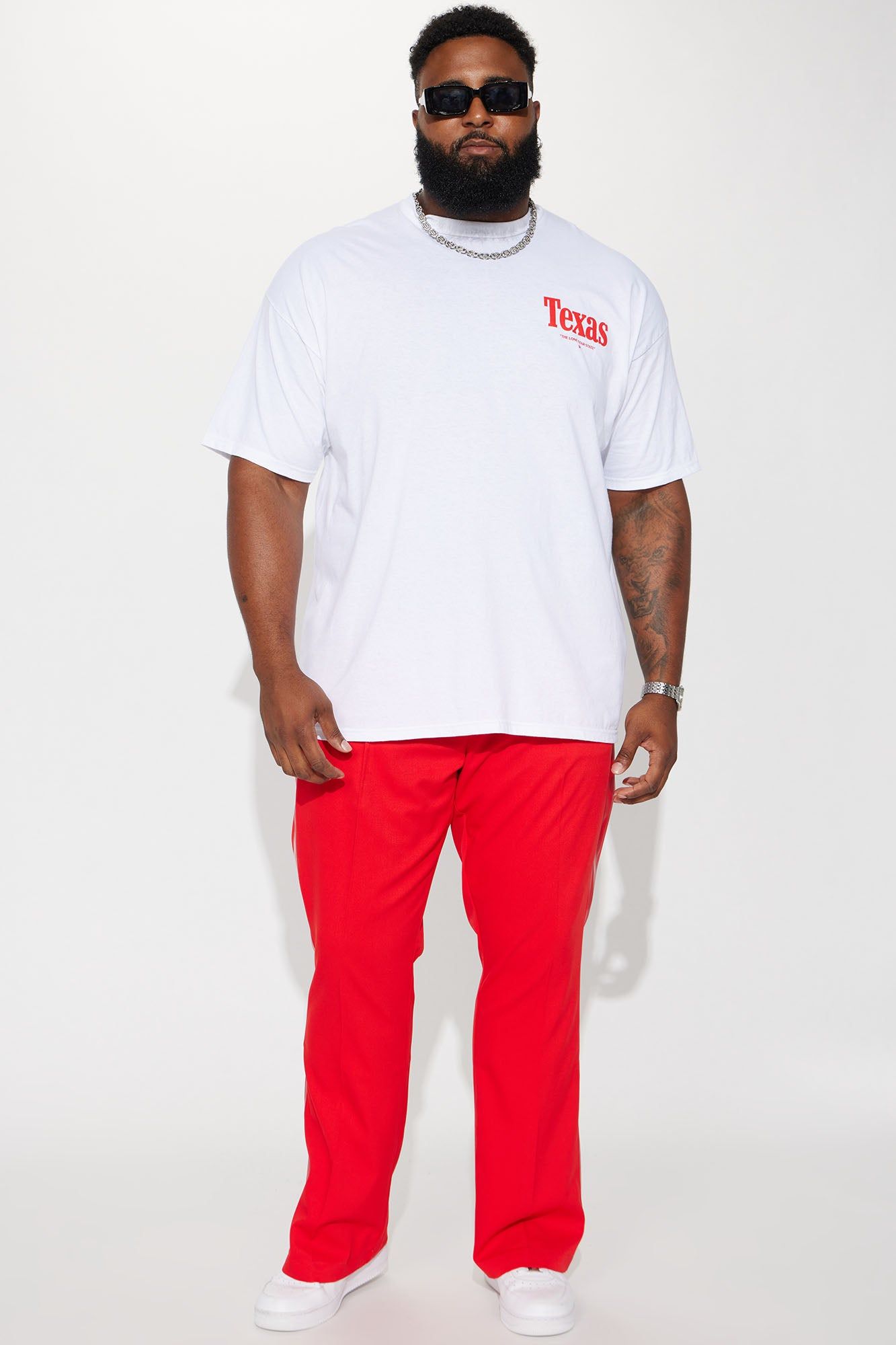 Wynn Side PU Panel Gabardine Trousers - Red sold by Fashion Nova product image thumbnail 8