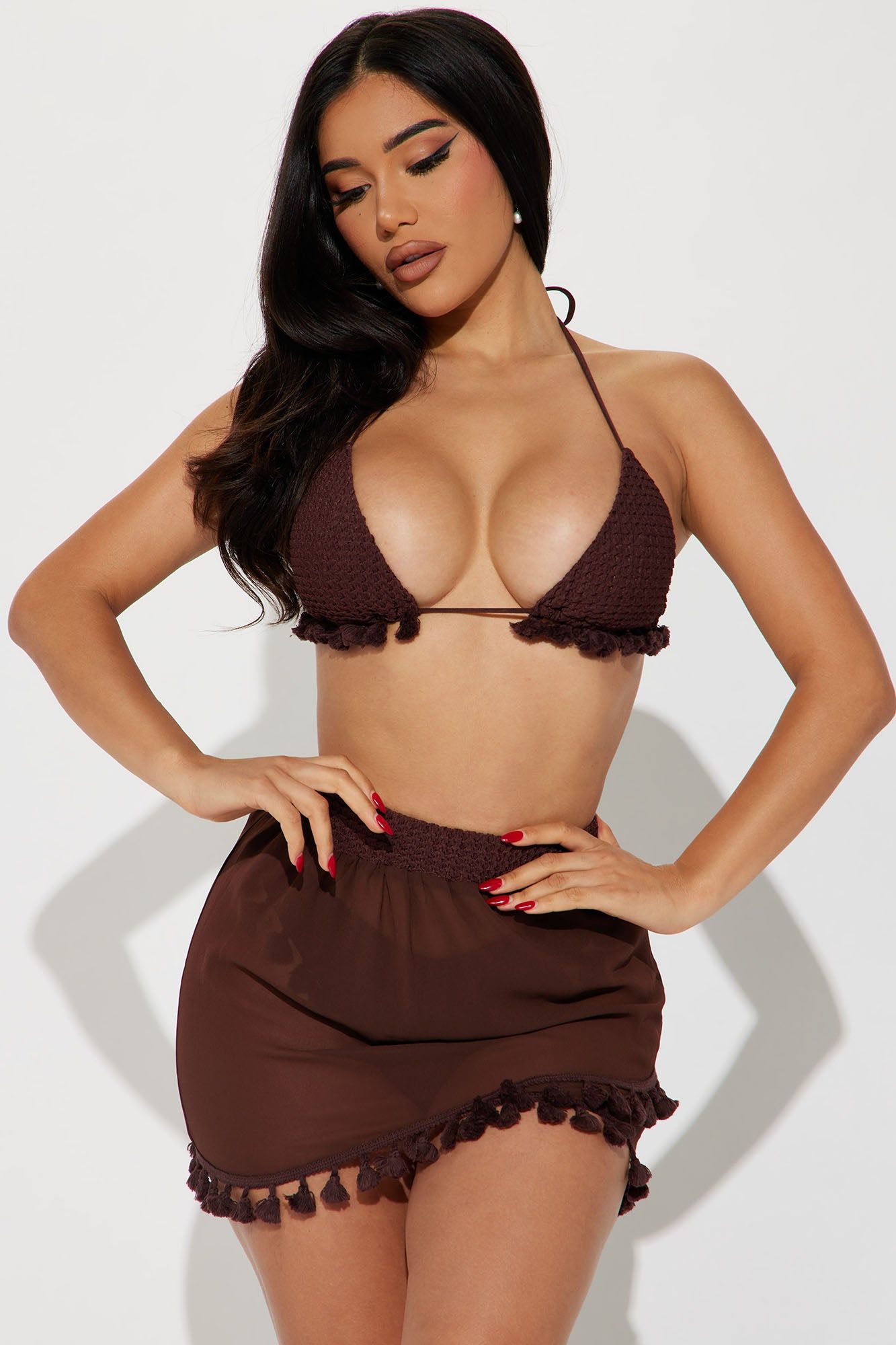 There's A Beach For That 3 Piece Sunsuit Set - Mocha sold by Fashion Nova