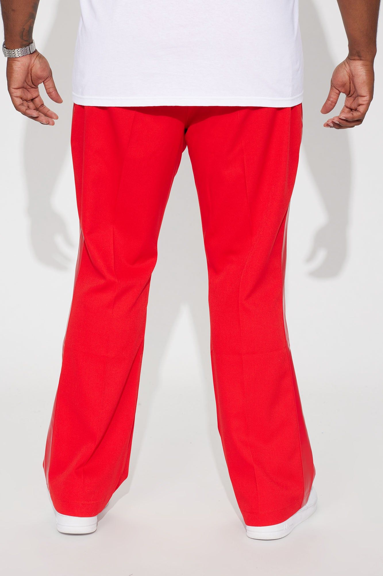Wynn Side PU Panel Gabardine Trousers - Red sold by Fashion Nova product image thumbnail 10