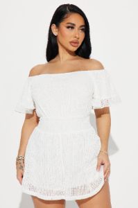 Find Me By The Beach Crochet Romper - White sold by Fashion Nova