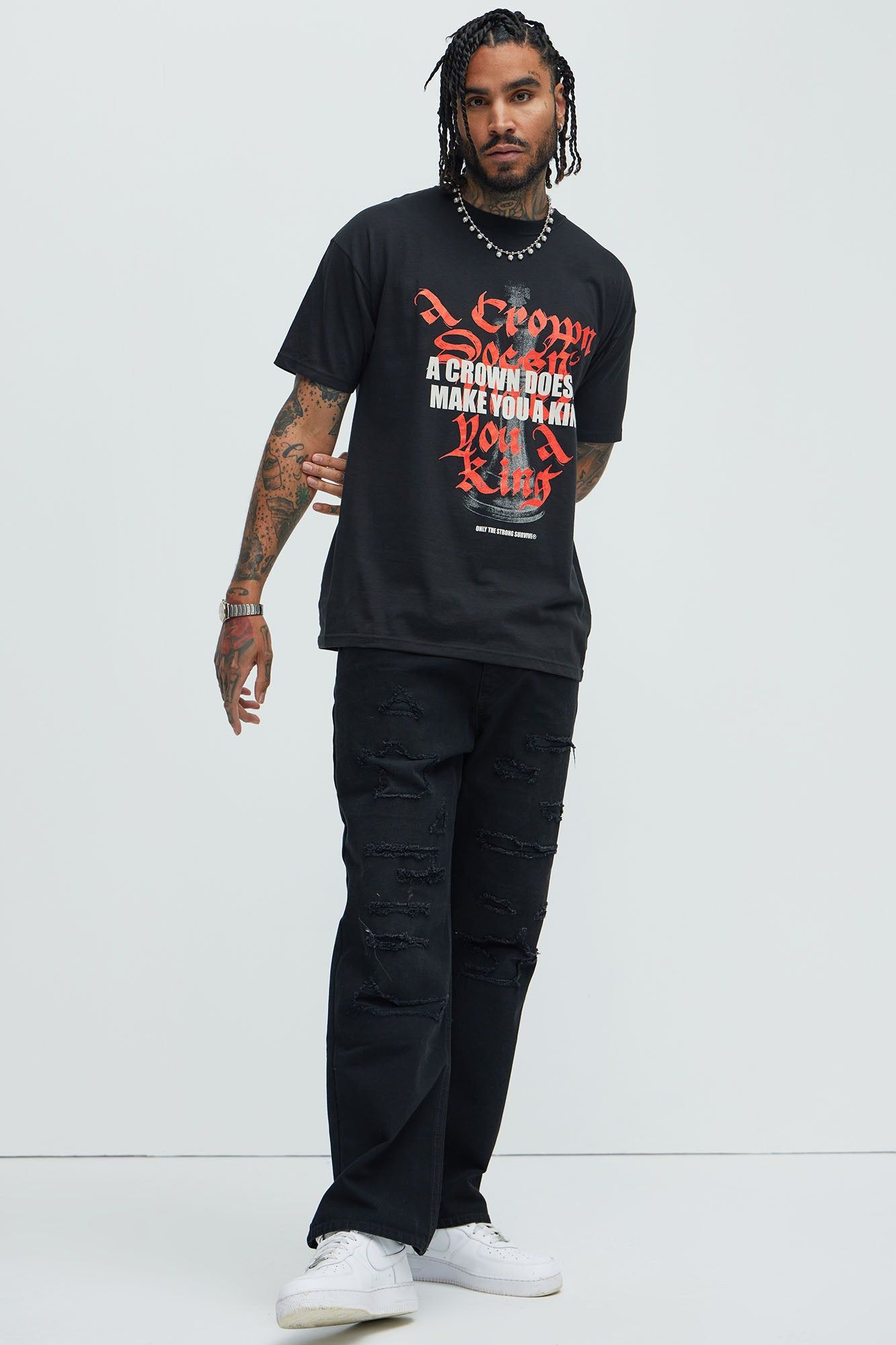 A Crown Doesn't Make You A King Short Sleeve Tee - Black sold by Fashion Nova product image thumbnail 2