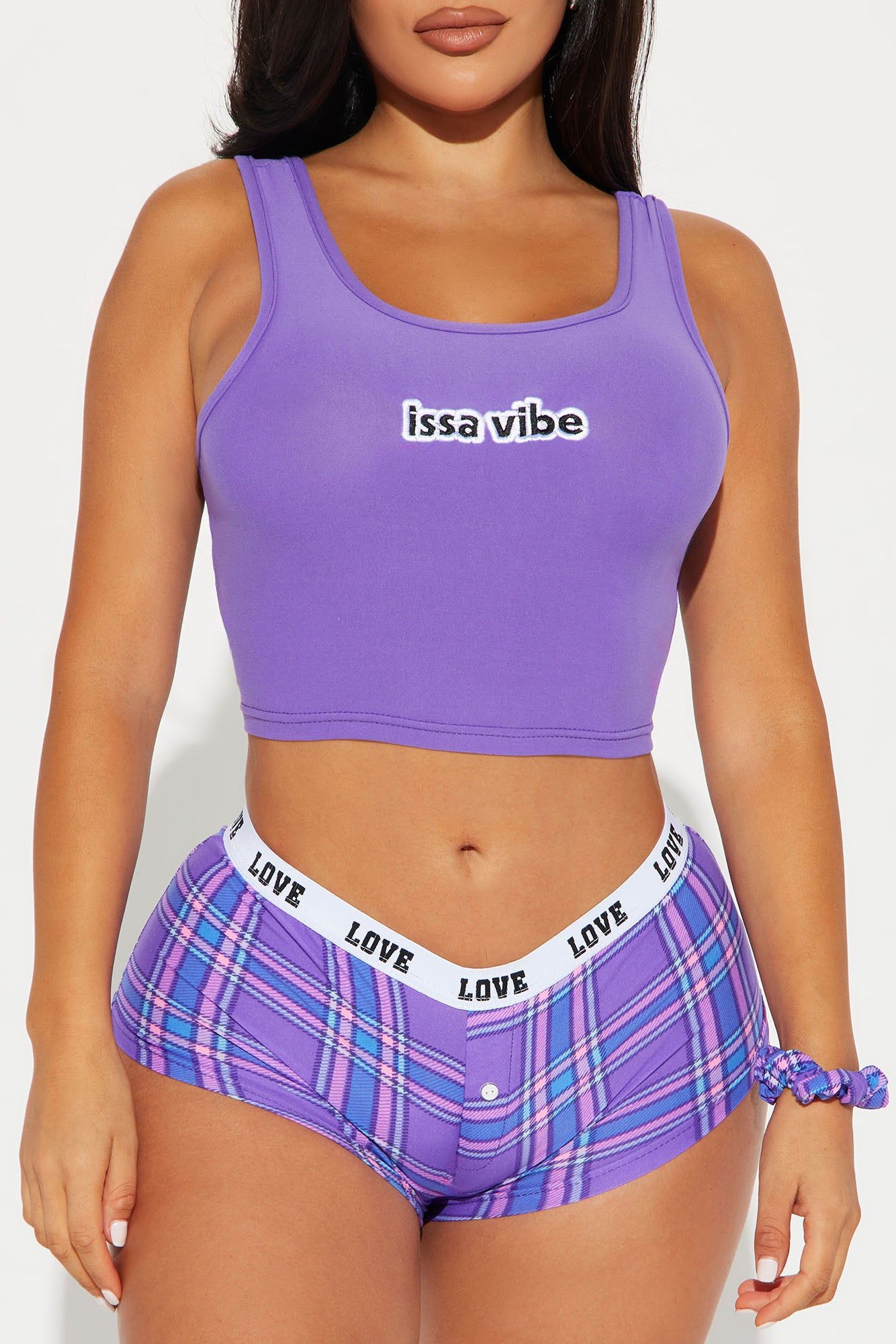 Issa Vibe PJ Boyshort Set - Purple/combo sold by Fashion Nova product image thumbnail 2