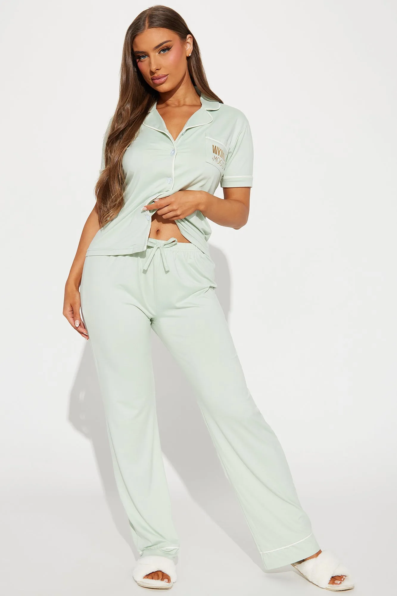 Weekend Mood PJ Pant Set - Green sold by Fashion Nova