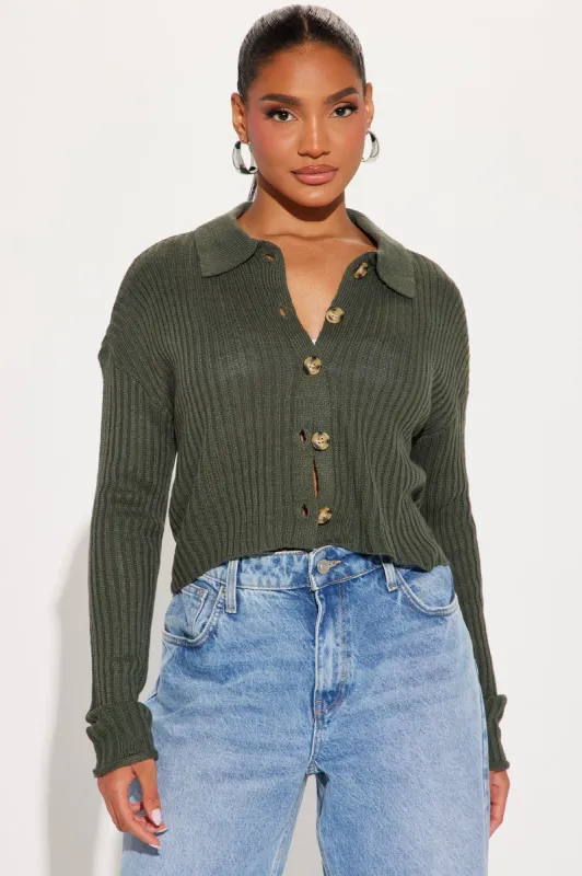 Cher Button Front Cardigan - Green sold by Fashion Nova