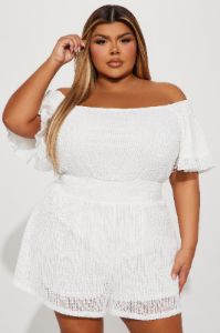 Find Me By The Beach Crochet Romper - White sold by Fashion Nova