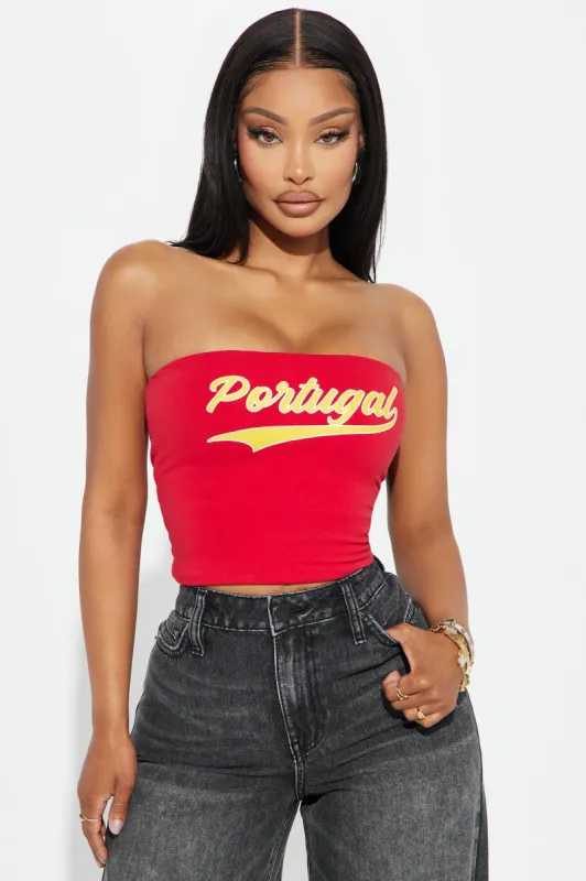 Bom Dia Portugal Tube Top - Red sold by Fashion Nova