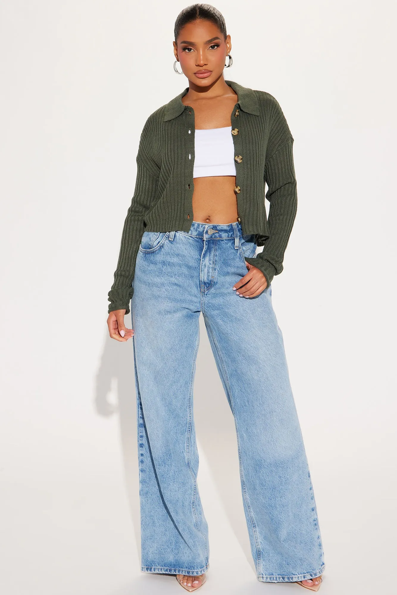 Cher Button Front Cardigan - Green sold by Fashion Nova product image thumbnail 2