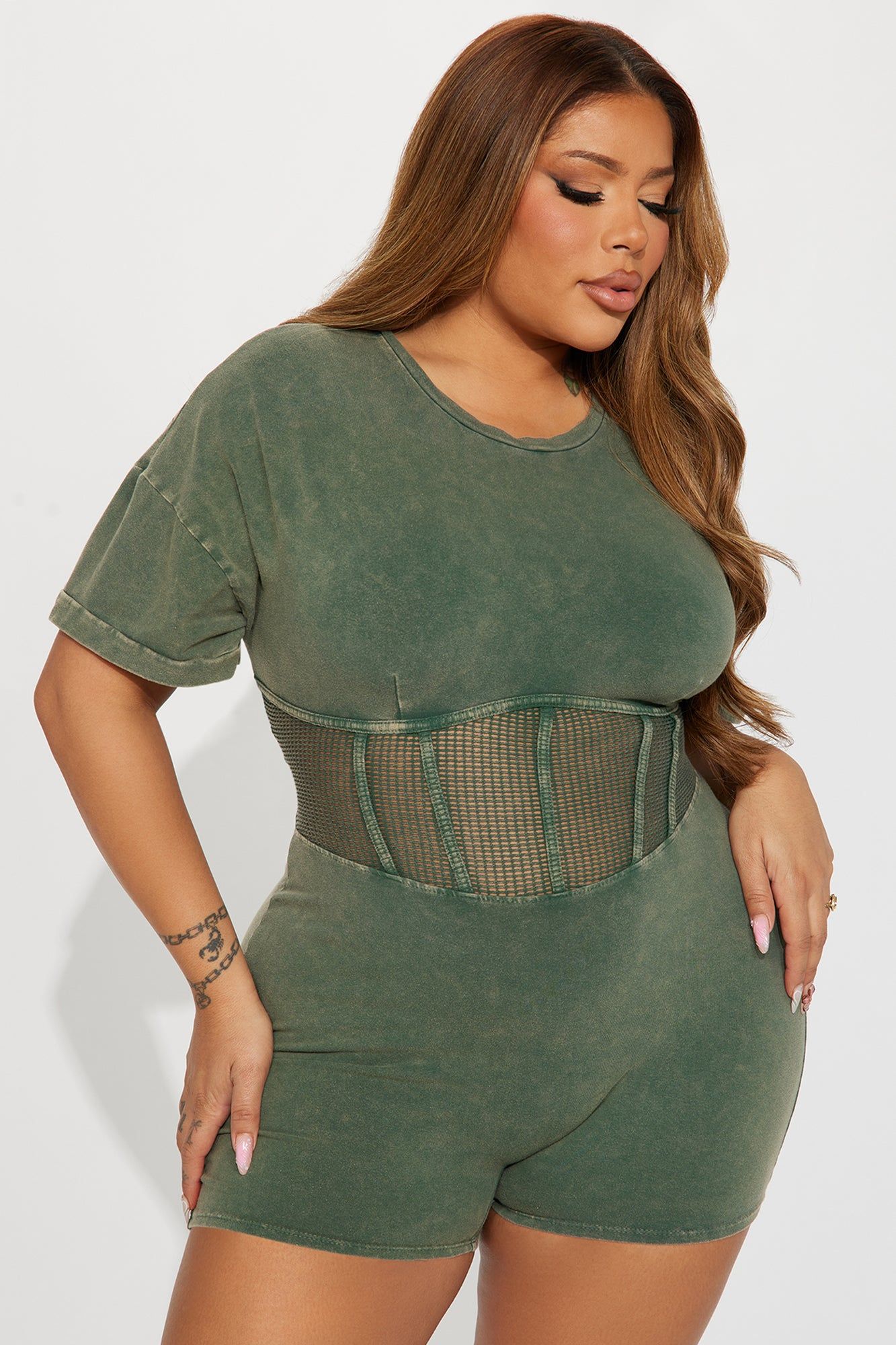 Call Me Later Washed Romper - Olive sold by Fashion Nova product image thumbnail 4