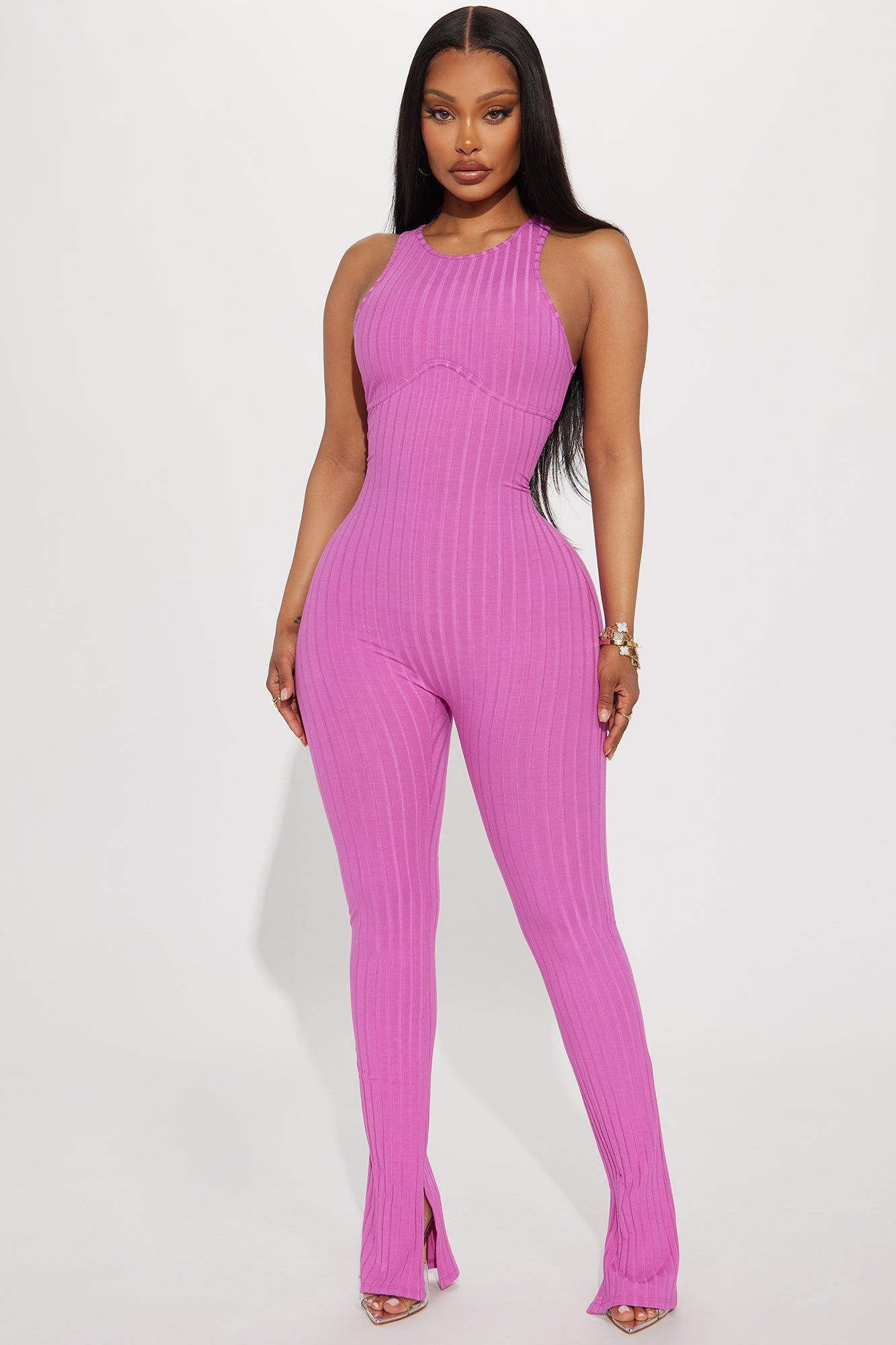 All Or Nothing Ribbed Jumpsuit - Magenta sold by Fashion Nova