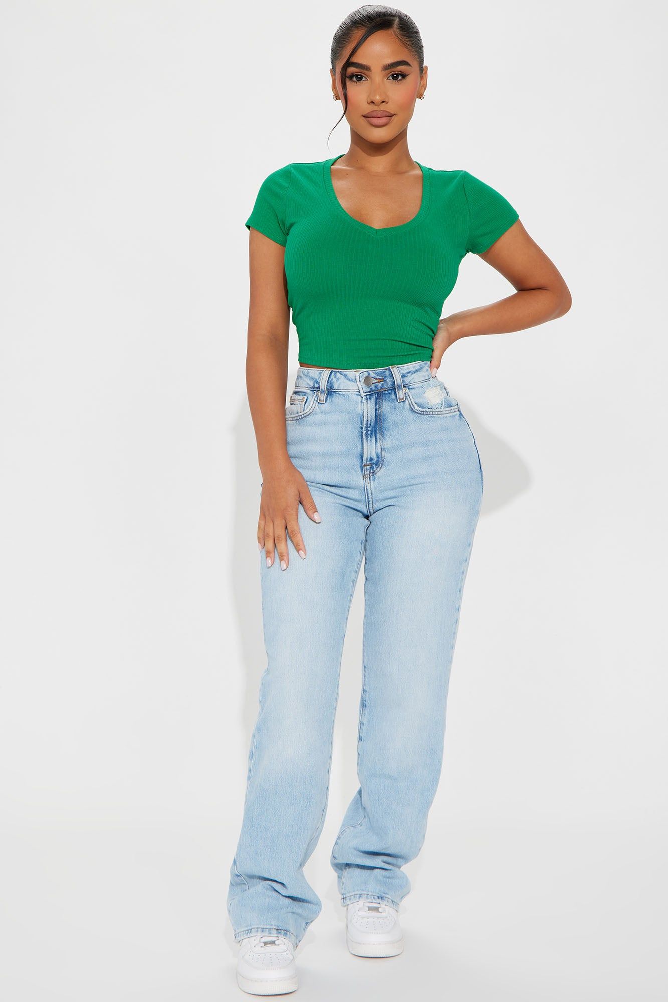 Sade Ribbed Crew Neck Top - Green sold by Fashion Nova product image thumbnail 2