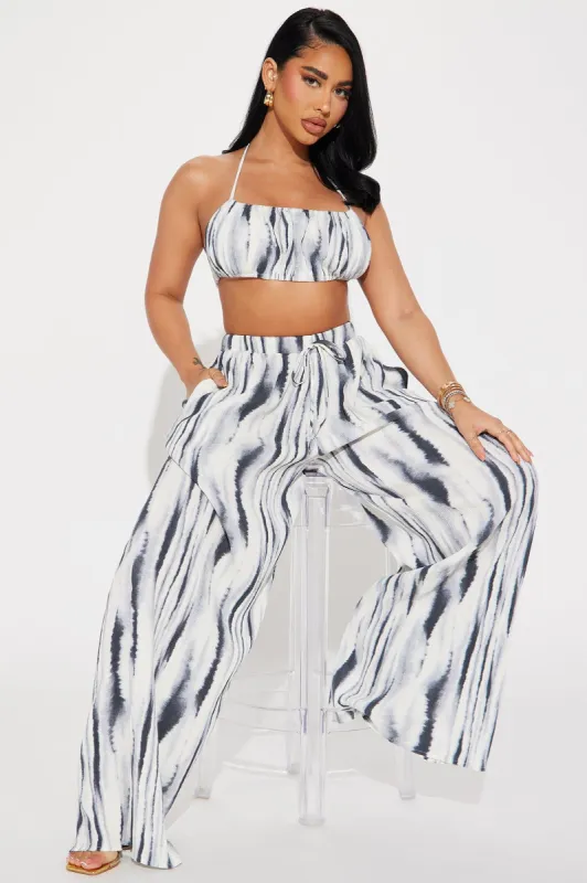 Think Clearly Tie Dye Pant Set - White/combo sold by Fashion Nova