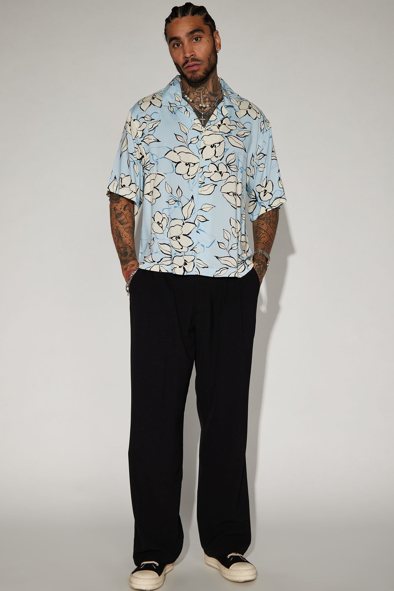 Floral Theme Button Up Shirt - Light Blue sold by Fashion Nova product image thumbnail 2