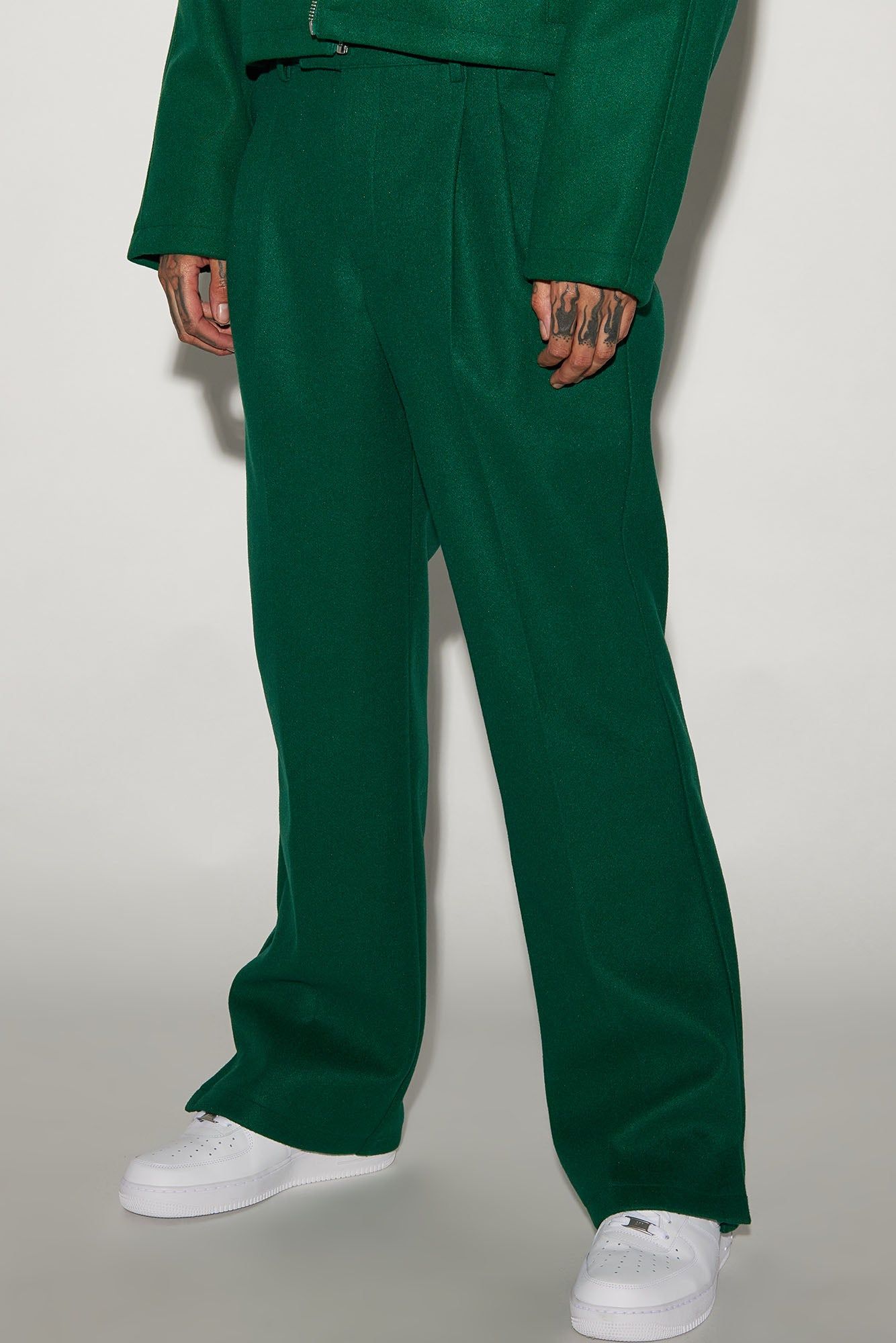 Zip It Out Relaxed Flare Trousers - Green sold by Fashion Nova