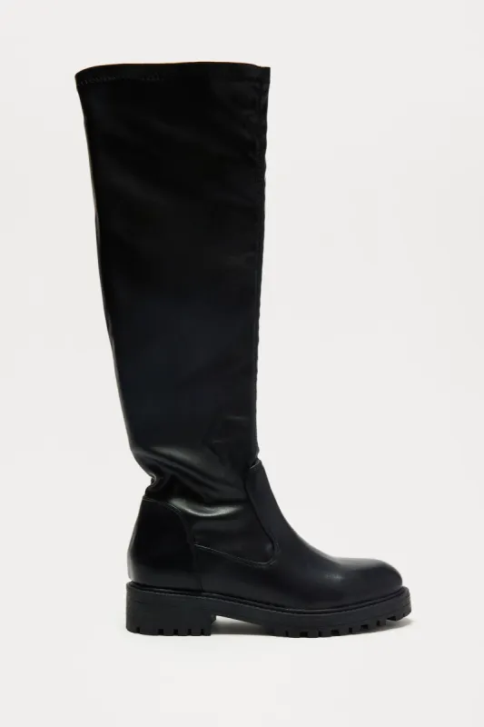 Edina Knee High Boots - Black sold by Fashion Nova