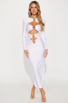 Joele Cut Out Maxi Dress - White sold by Fashion Nova